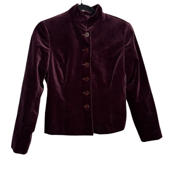 Lafayette 148 Velvet Blazer Jacket Button Down Dark Romantic Deep Plum Size 2 - Picture 1 of 10